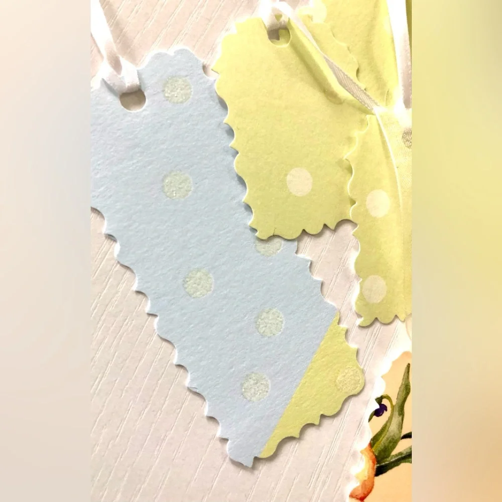 Decorative Gift Tags Set of 16 Heavy card stock satin ribbon ties floral & dot
